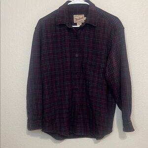 Vintage Woolrich Purple and Green Button Down  Flannel Shirt